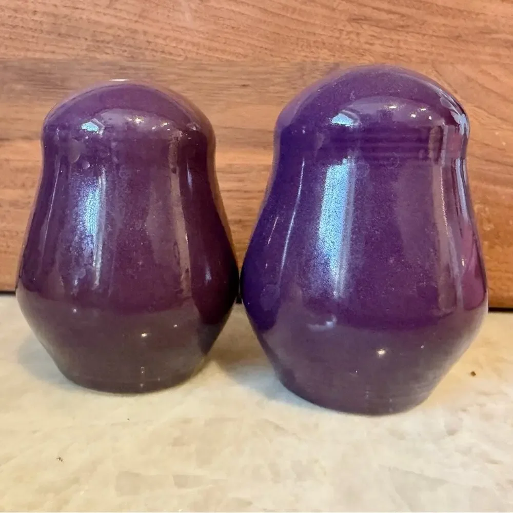 Vintage purple salt and pepper shakers